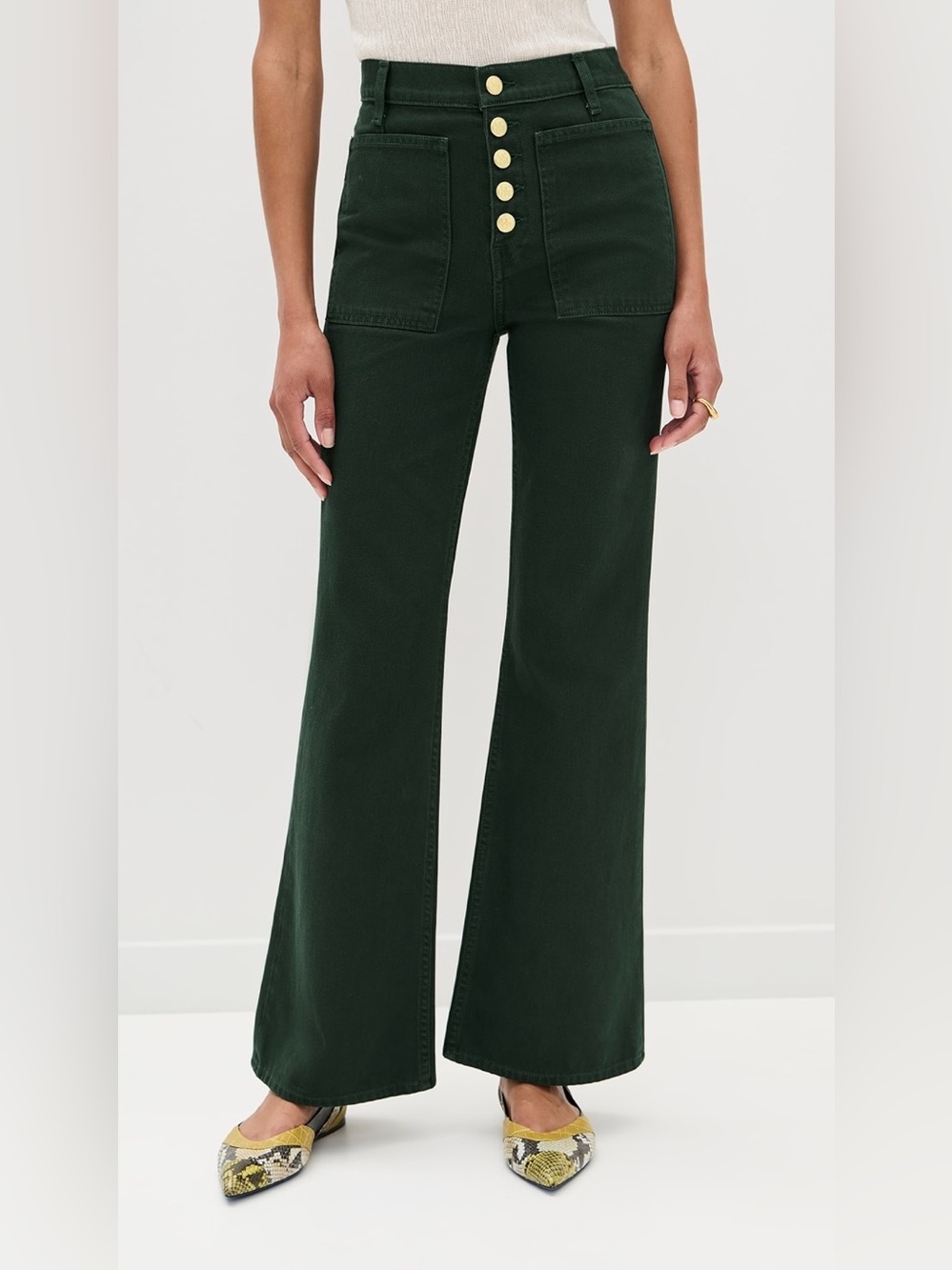 Ulla Johnson Women’s Hunter Green The Lou High Rise Jeans